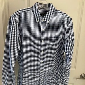 J. Crew Mercantile Navy Gingham Oxford Buttondown